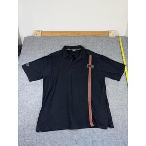 Harley Davidson Black Embroidered Striped Button Polo Shirt Men’s XL